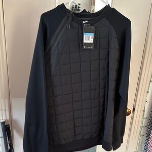 Nike Tech Men's Black Quilted Puffer Jacket Crewneck Sweater Medium New w Tags